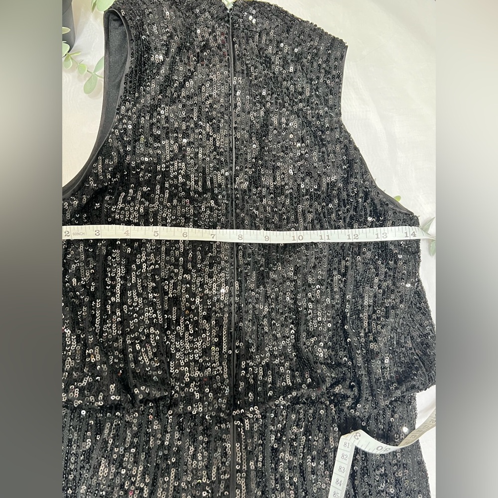 Eliza J Black Sequined Mini Cocktail Party Feather Bottom Dress Size 4 - Picture 13 of 14